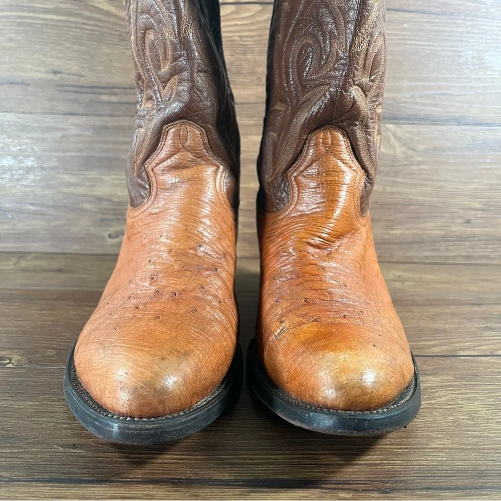 Montana Ostritch Leather Cowboy Boots Men’s Size 9E Shoes‎ Western
